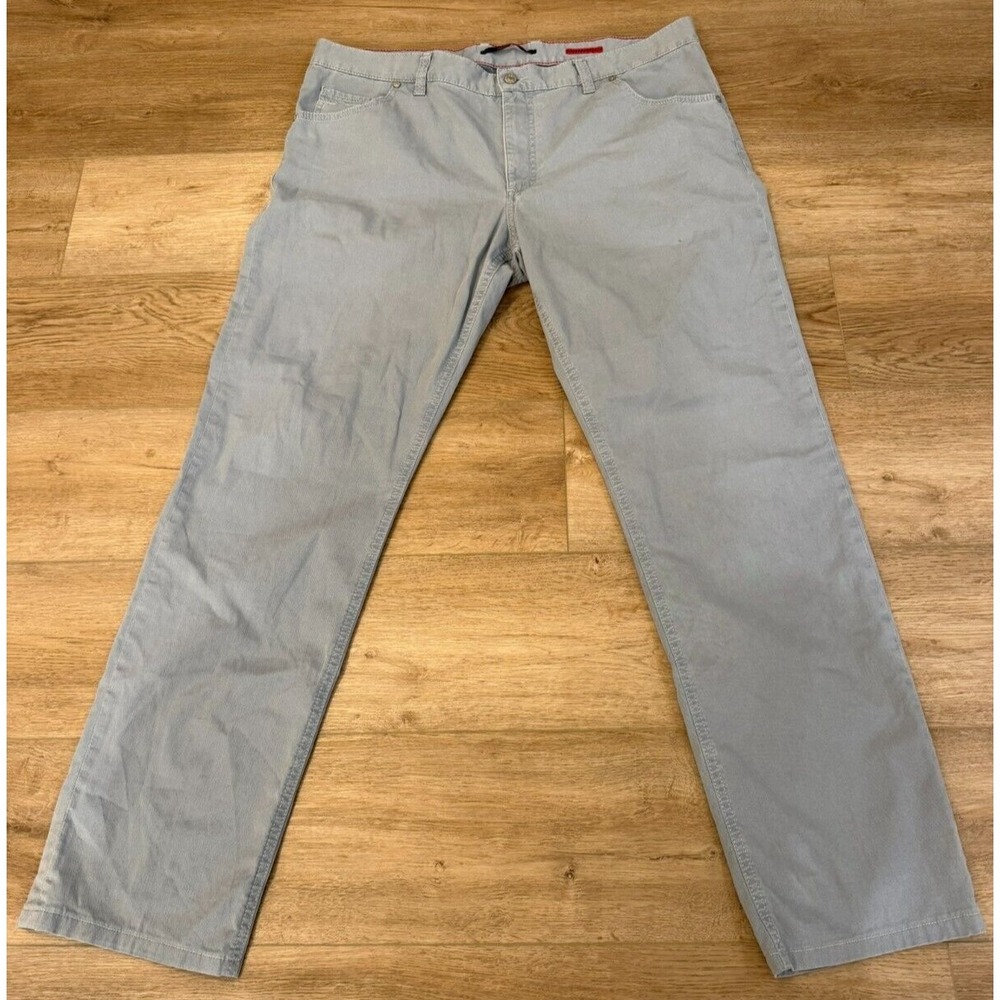 Alberto Modern Fit Blue Grey Fade Out Twill Pants Men's W40 L34